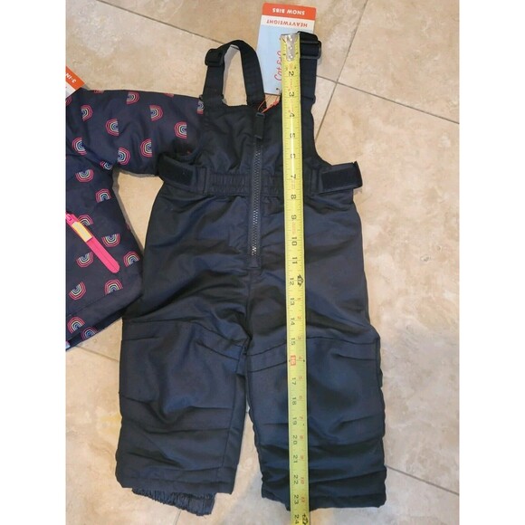 Cat & Jack Hot Pink & Black Rainbow 3 in 1 Jacket Snow Bib Pants set 12mos - Picture 6 of 8